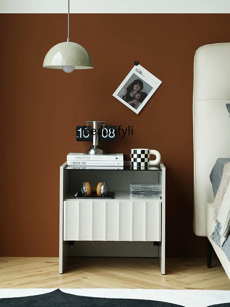 yj Simple Modern Bedside Table High-Grade Light Luxury New Small Bedside Cabinet Storage Cabinet