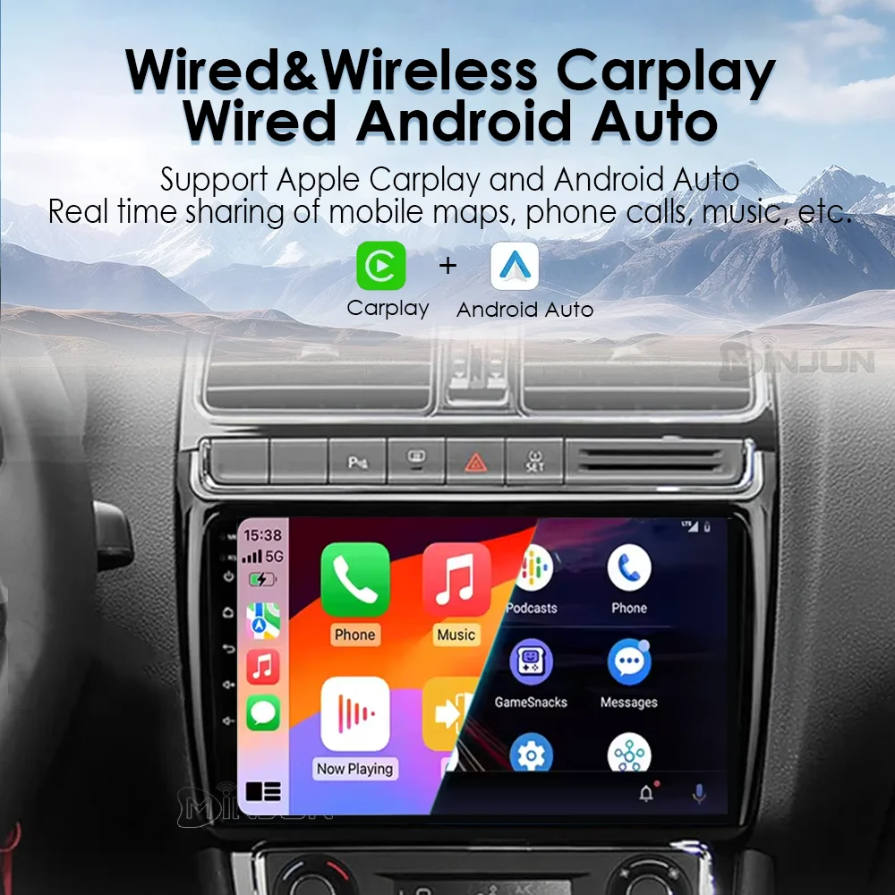 الوسائط المتعددة للسيارة لشركة فولكس فاجن فولكس فاجن بولو 5 2008-2017 فينتو اللاسلكية Carplay أندرويد 15 السيارات راديو السيارة ستيريو DSP 2 Din 4G WIFI QLED