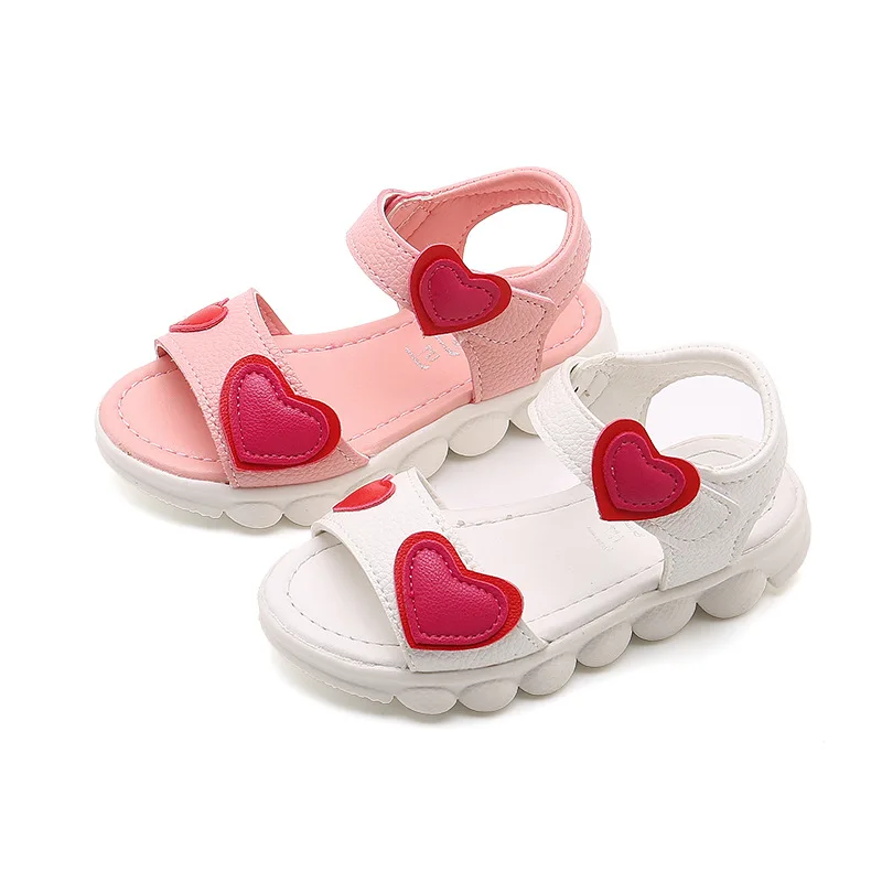Fashion Heart Children’s Sandals Princess Dress Sandals Medium and Large Children’s Non-slip Thick-soled Sandals Comfortable