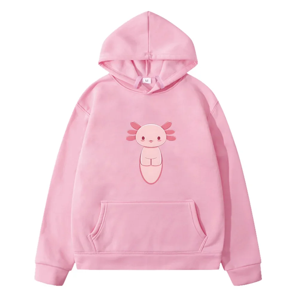 Pink Axolotl Salute Kids Clothes Girls Stanger Things Printed Hoodies Loose Cartoon Hooded Oversized Streetwear Children Outwear