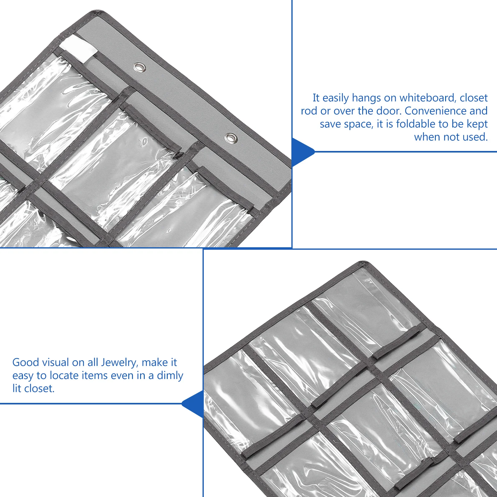 

Home Storage Bag Clear Pockets Wall Hanger For Phone Calculator Organizer Underwear Sock Holder Over Door Closet Hanging Pouch