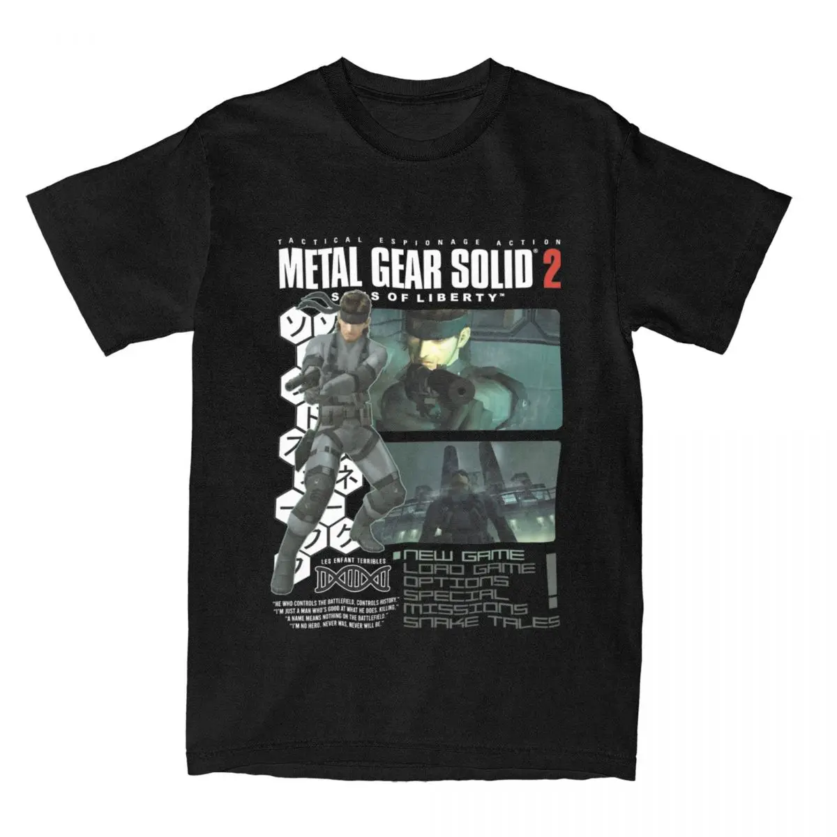 Solidny wąż Metal Gear solidne 2 T shirty męskie damskie 100% bawełna Vintage crewsneck MGS2 Tee Shirt odzież z krótkim rękawem pomysł na prezent