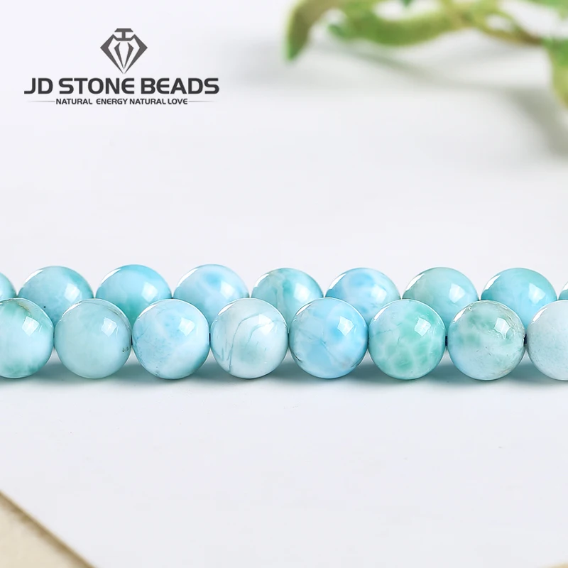 Pierre naturelle Dominica Larimar perle ronde entretoise ample Gesmtone perle 6 8 10mm pour la fabrication de bijoux Bracelet à bricoler soi-même collier accessoire