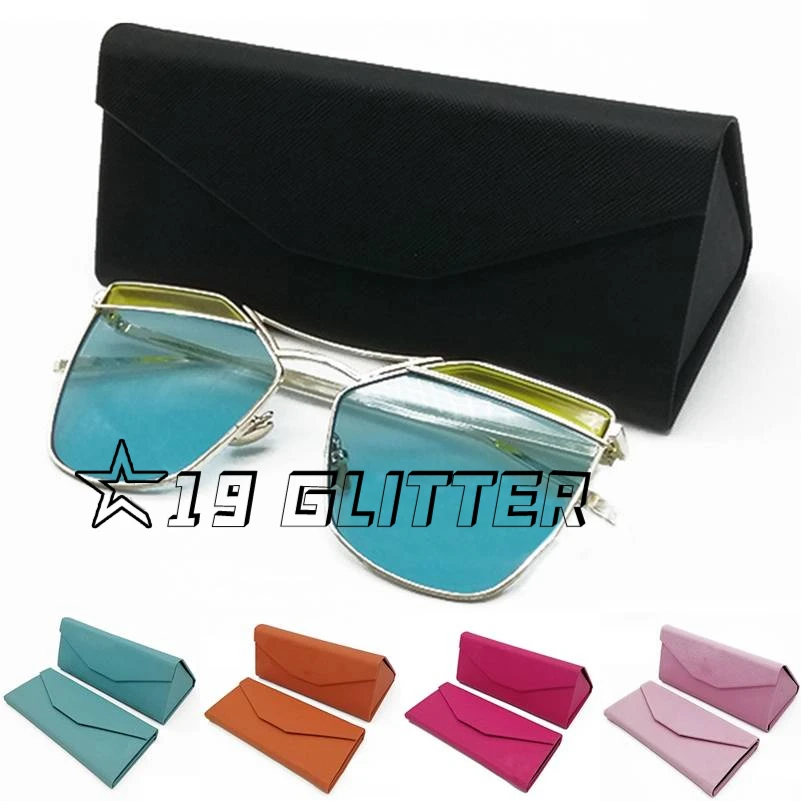 Simple Foldable Triangular Leather Hard Case for Glasses Eyeglass Sunglasses lens container Box Purse Eyewear Accessories