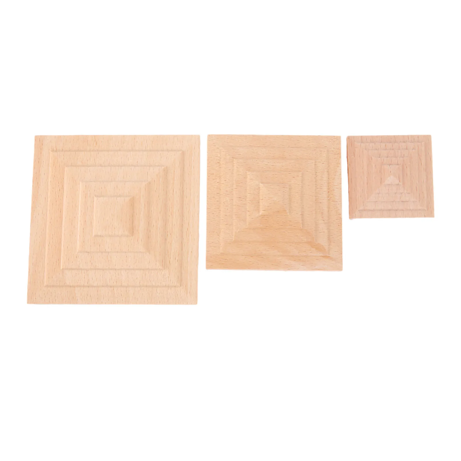 6/8/10cm Square Oak Decal Solid Wood Multi-layer Flat Pyramid Style Onlays Simple Unique Decor Cabinet Furniture Door Box Chest