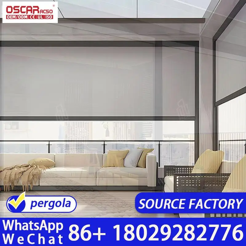 Modern Aluminium Pergola with Smart Louver Roof and Luxury Cover for Garden Patio Balcony Inspired by Nature Rolling Blind