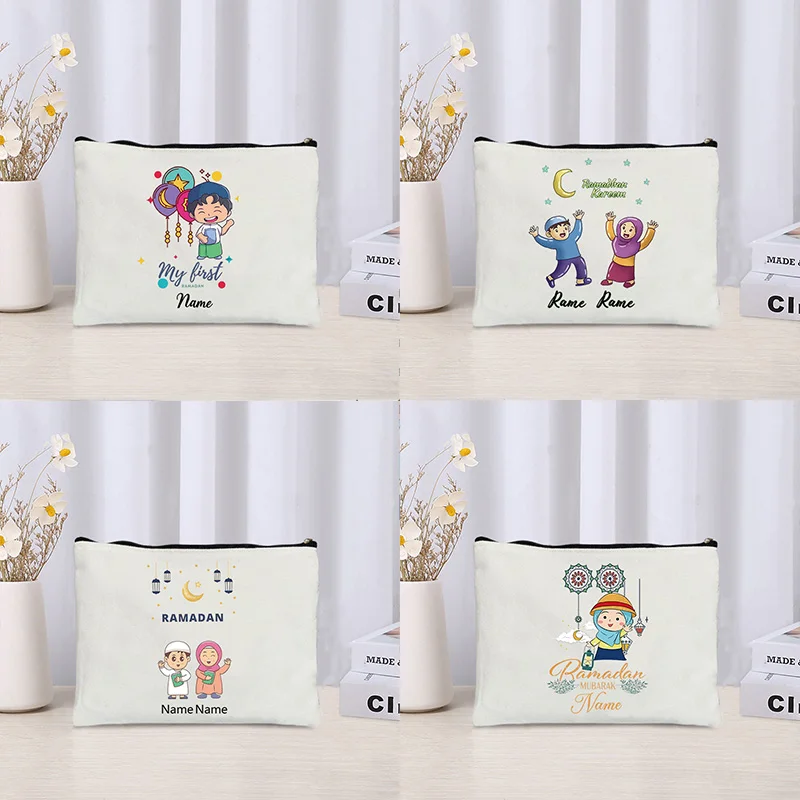 Personalized Name Makeup Bag Cartoon Ramadan Kareem Gift Cosmetic Case Eid Mubarak Gifts Islamic Gift Muslim Wallet Id Al Fitr