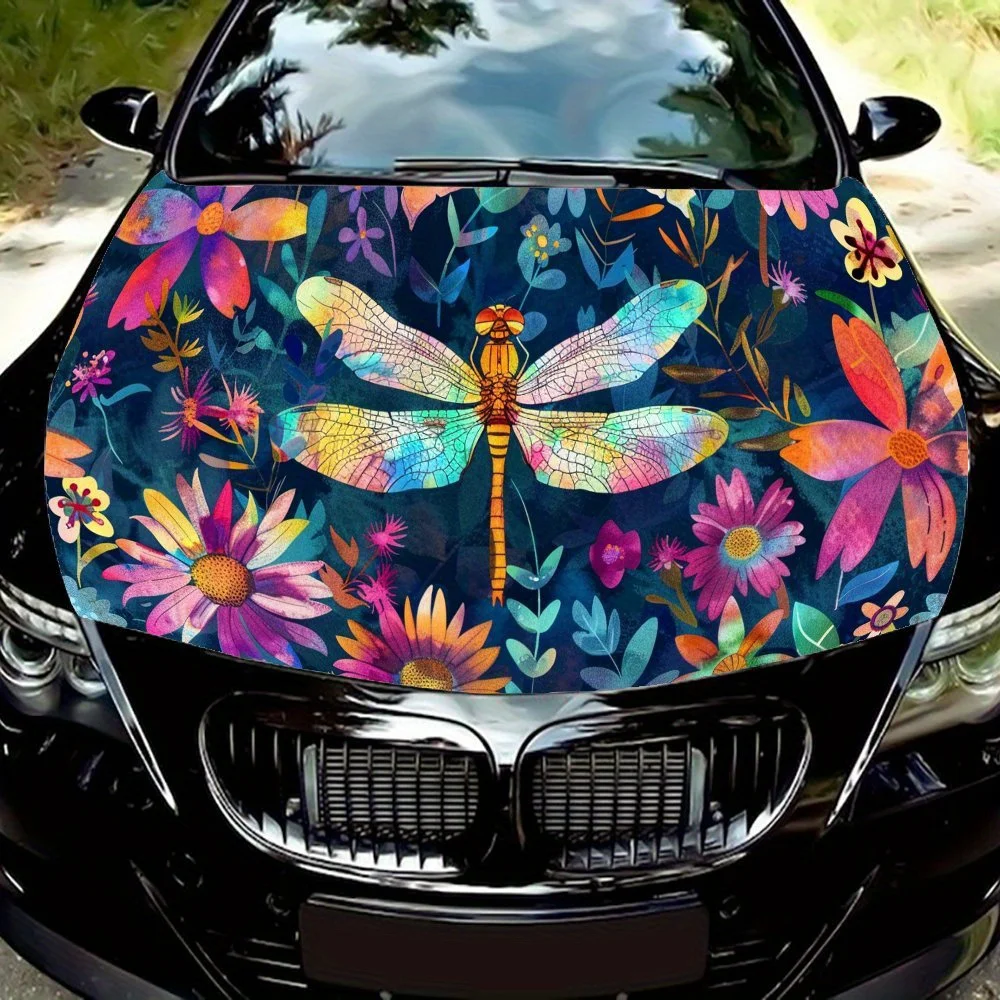 

Великолепная тень в виде стрекозы в цветочном кластере, обертка на капот автомобиля, цветная виниловая наклейка, графический капот для грузовика, автоаксессуары, украшение D
