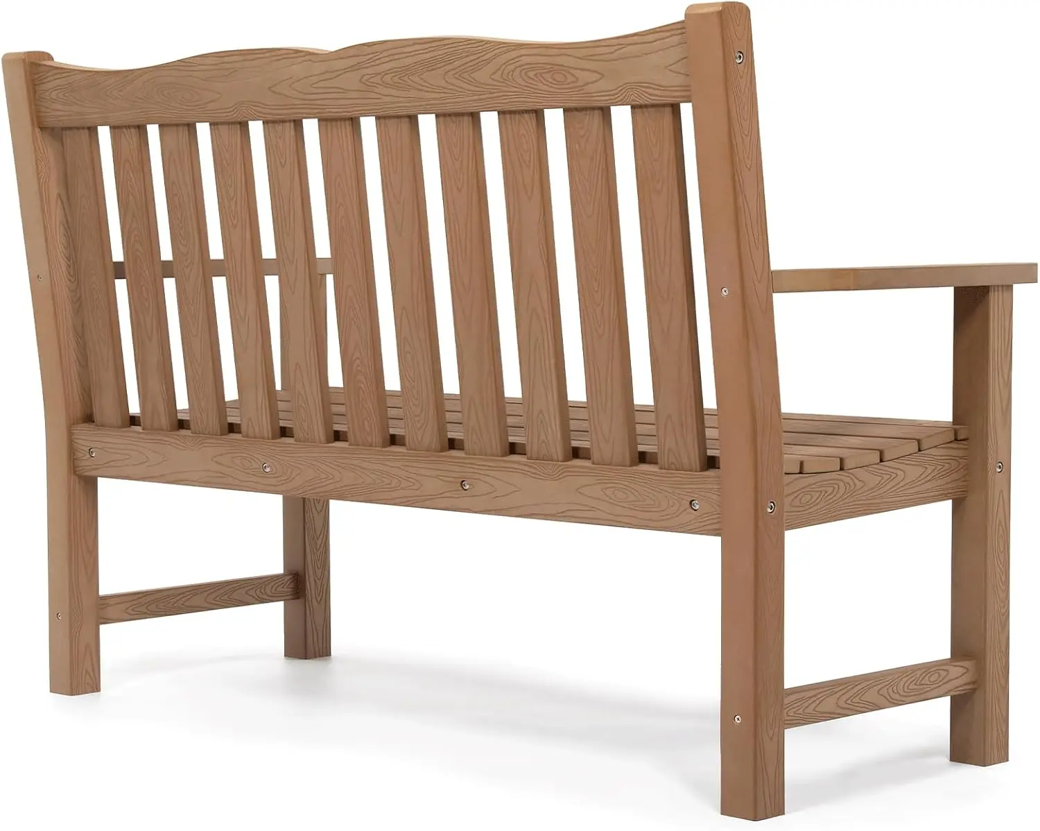 Banc de jardin extérieur en bois XR, toutes saisons, capacité de poids artériel 800, ne rouille ou ne se décolore jamais, apparence teck, 2 hypothèques