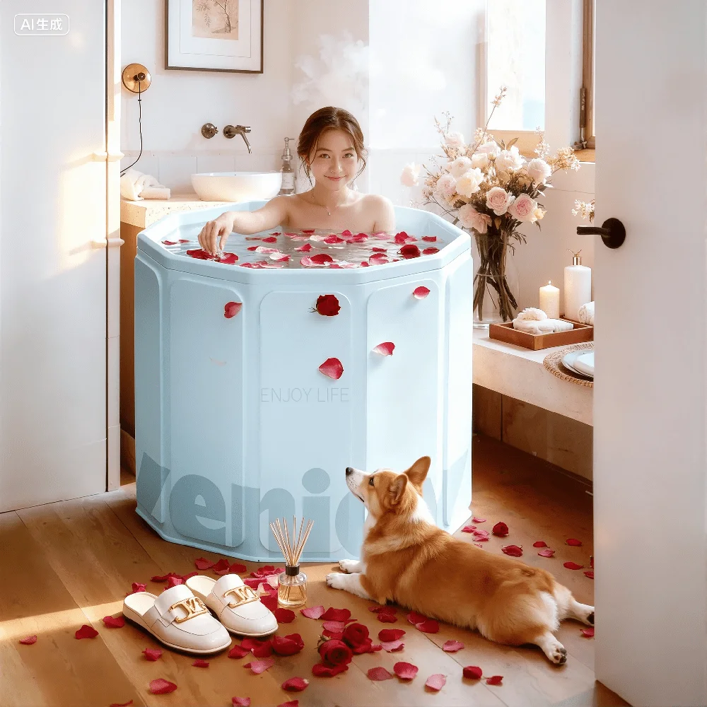 

One Portable, Collapsible Hot/cold Spa Tub - Heavy-duty PVC Oval Tub with Temperature Control, Self-contained Design