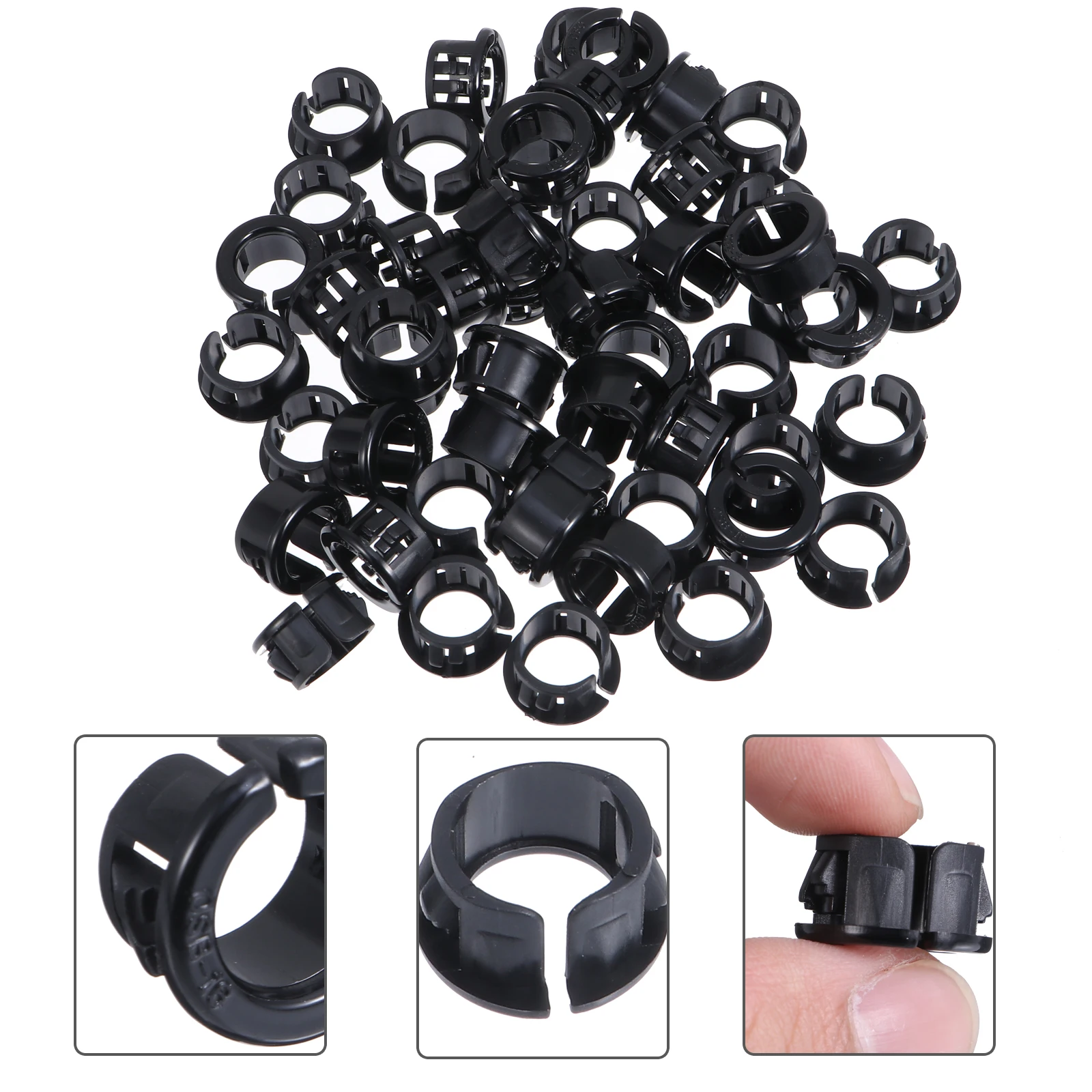 

100pcs Nylon Cable Hose Snap Grommet Protector Black Wear Resistant Insulation Bushing For Cables Vibration Absorption