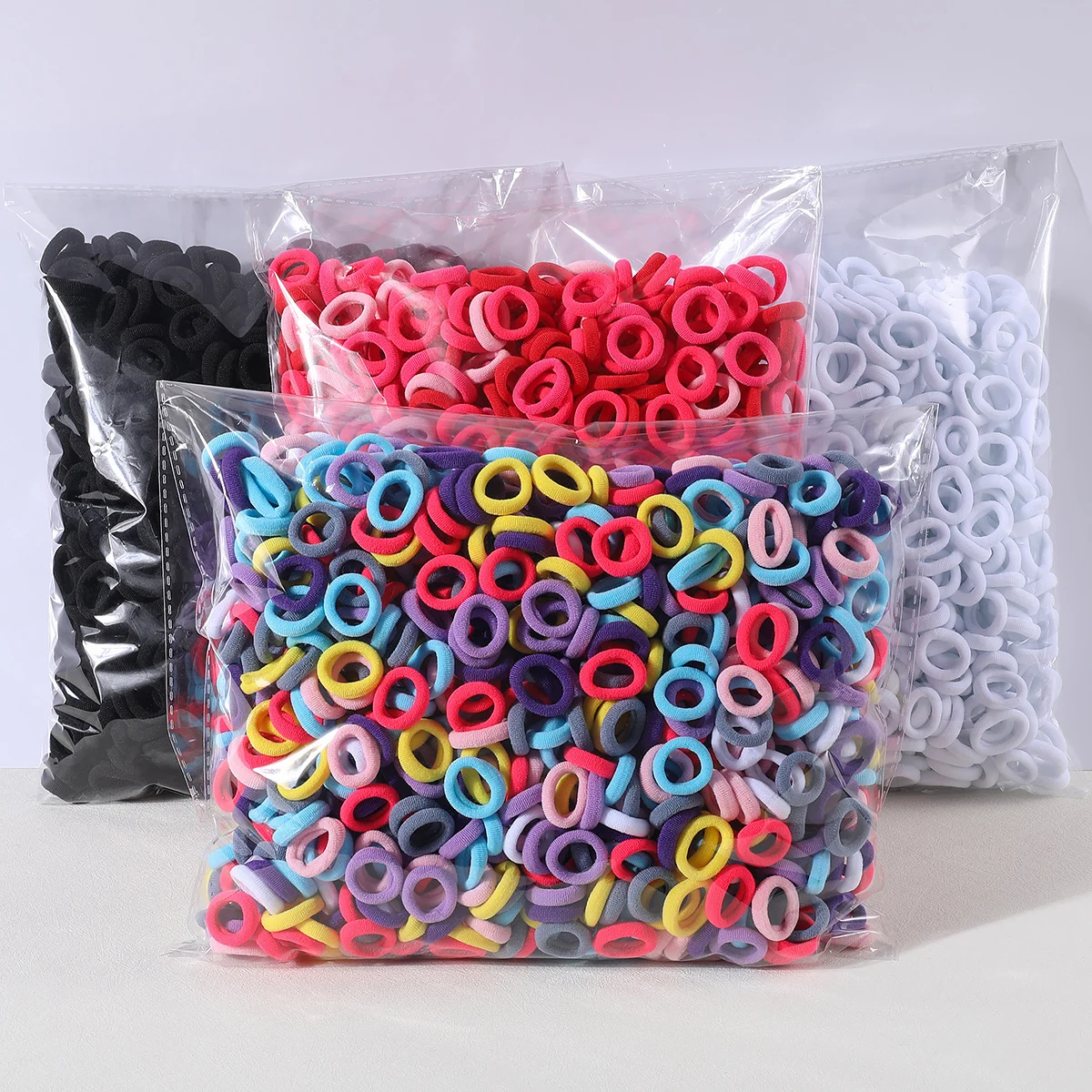 200pcs Women Girls Colorful Nylon Elastic Hair Bands Ponytail Hold Small Hair Tie Rubber Bands Scrunchie Hair Accessories