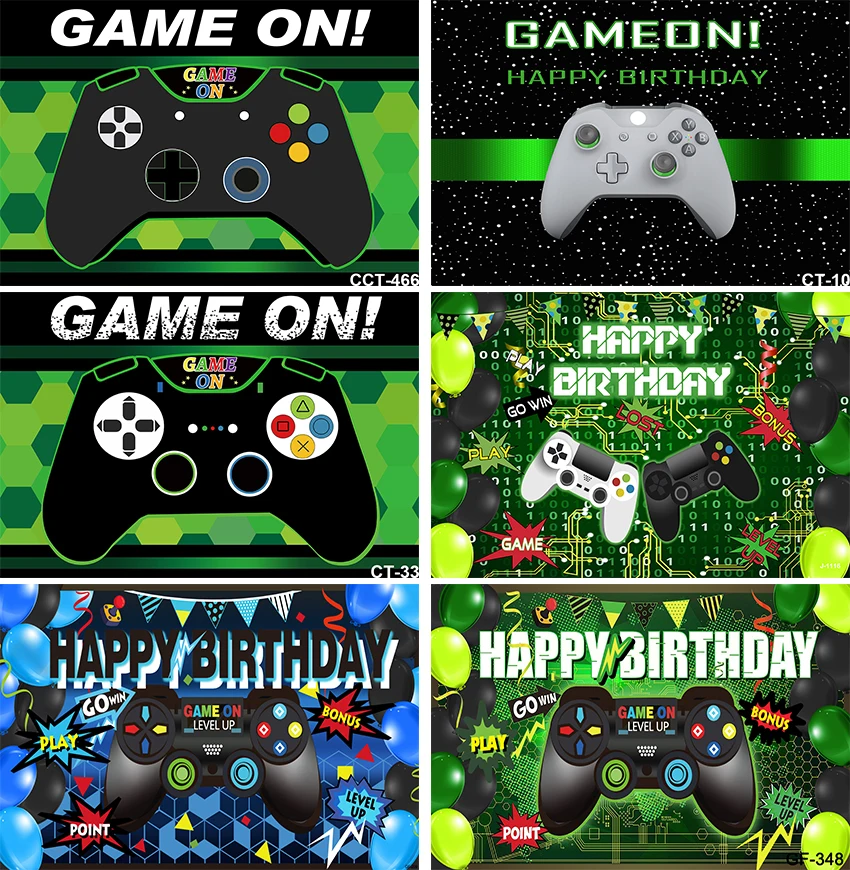 Game on Photography Background Video Gamer Gaming Next Level Up Kid Boy Birthday Party Decor Backdrop Photo Studio Prop