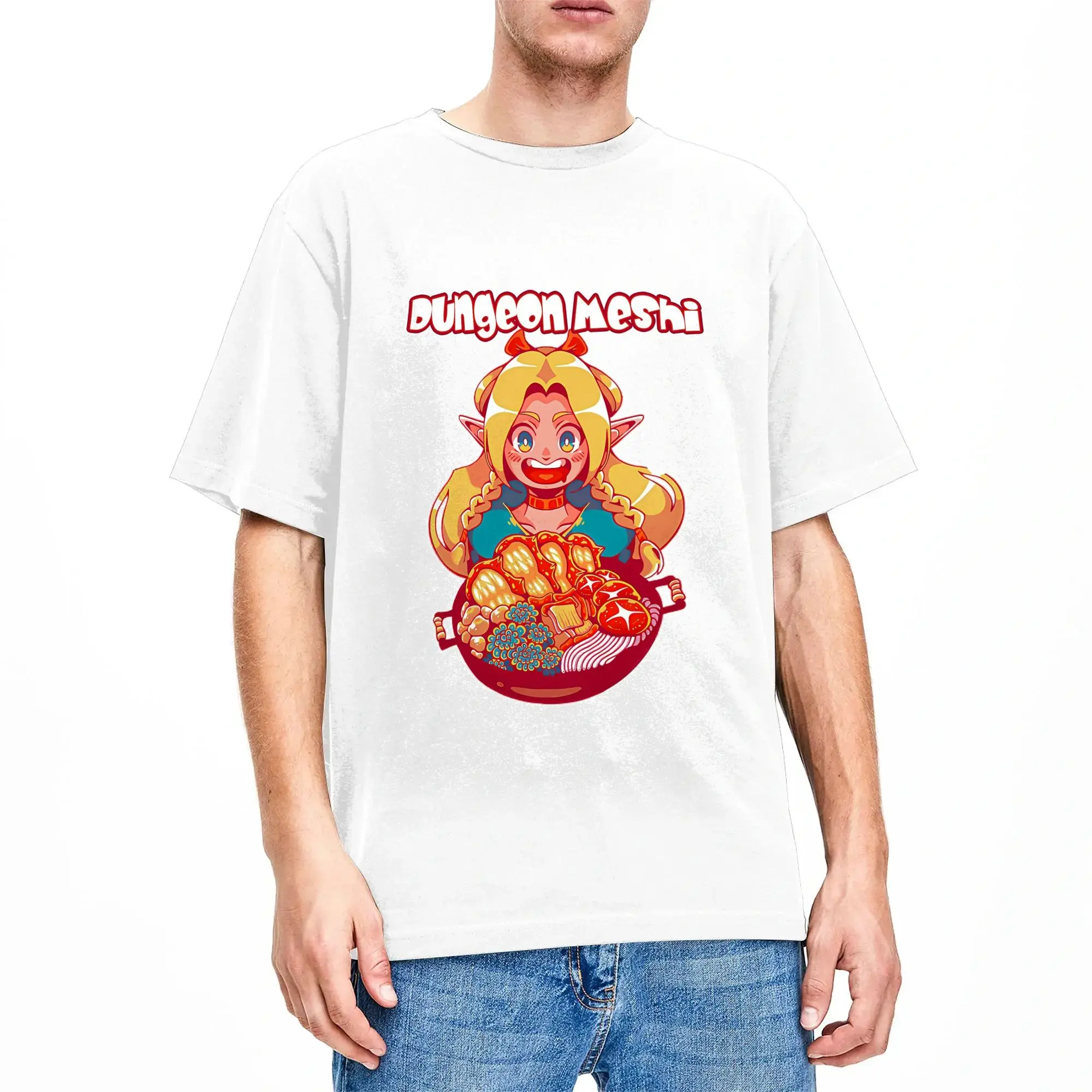 Delicious in Dungeon Itadakimasu T-Shirts O Neck 100% Cotton T Shirt Dungeon Meshi  Short Sleeve Tee Shirt Gift Clothes
