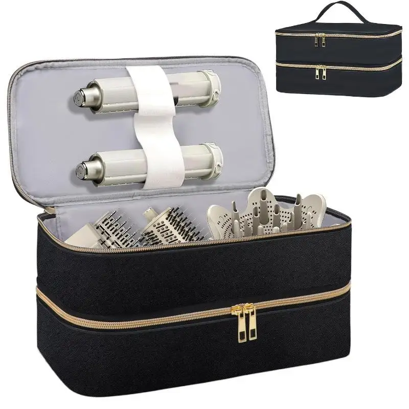 Double-Layer Waterproof Hair Dryer Case Large Capacity Portable Travel Bag For Curling Rod Curler Hair Styling Tools Storage