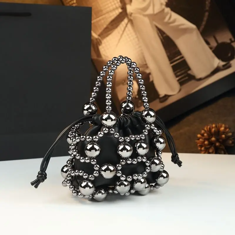 Designer Brand Hollow Metal Beads Woven Bag Beaded New Hand Lading Shoulder Crossbody Bag for Women