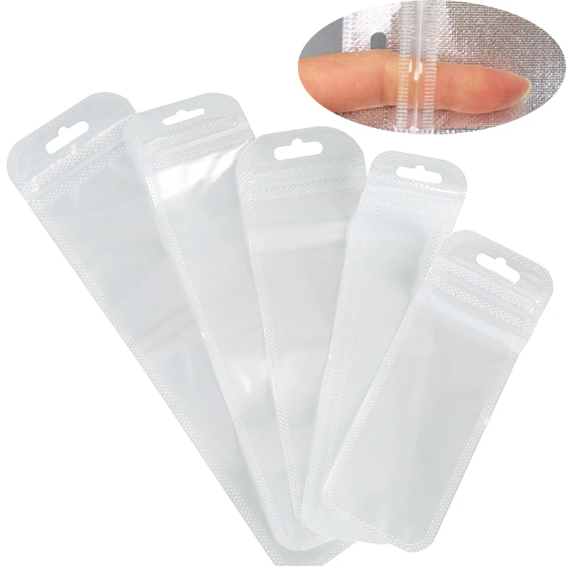 30 Stück lange, dünne Druckverschlussbeutel, selbstdichtender Beutel mit Loch, Kunststoffbeutel, Reißverschluss, Reißverschlussbeutel, Halskette, Display, Schmuckverpackung