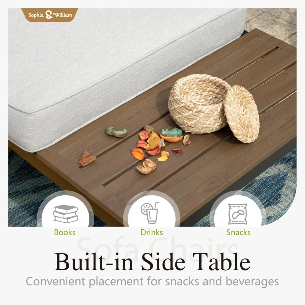 مجموعة أثاث الفناء الخارجي، مجموعة محادثة فناء أريكة معدنية مقسمة مع وسائد - 2 × أريكة مفردة