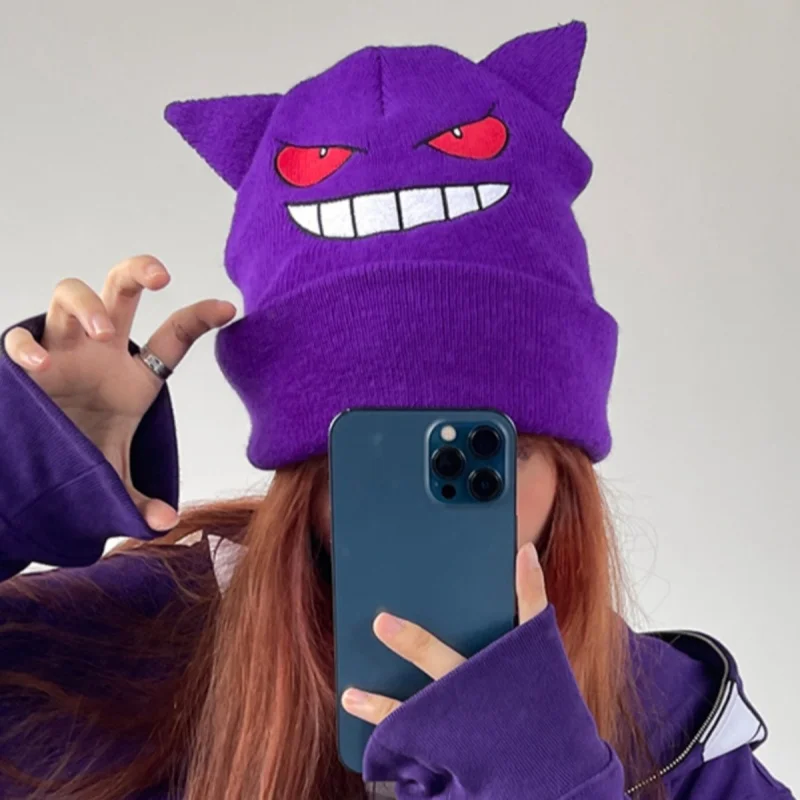 Pokemon Hoed Anime Gengar Ski Hoeden Leuke Cartoon Winter Warm Houd De Koude Cap Kawaii Cosplay Buiten Fietsen Caps Geschenken