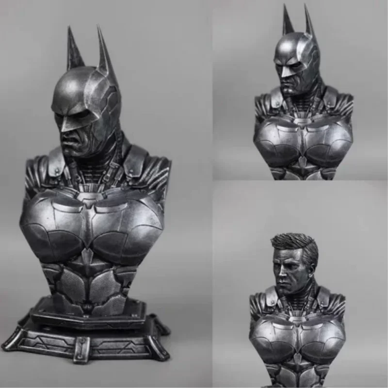 Arkham Knight Bust Figure Batman Action Figures Sculpture Replaceable Head Imitation Copper Statue Collectible Model Decor Gift