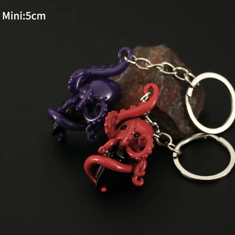 Mini Riot Games Valorant Keychain 3D Octopus Pendant Decoration Metal Key Ring Car Bag Pendant llavero Jewelry Friends Gifts