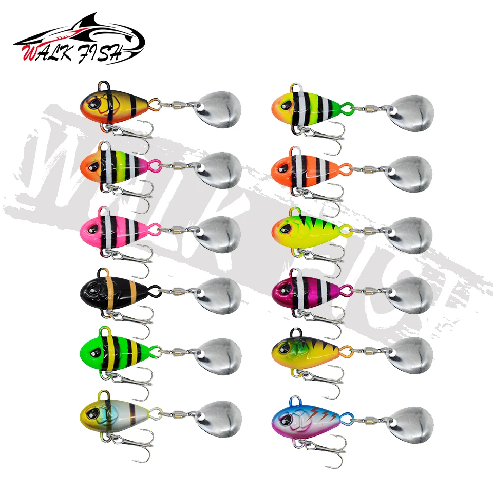 WALK FISH Tail Spinning 58mm 14g Balance Rotating Metal Jig VIB Vibration Bait Spinner Spoon New Fishing Tackle Sinking Lure