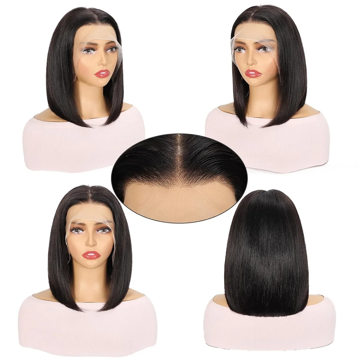 13×4 Pre Plucked Swiss Skinlike Hd Lace Frontal Straight Bob Human Wig 10 12inch Plucked Glueless Natural Color for Black Women