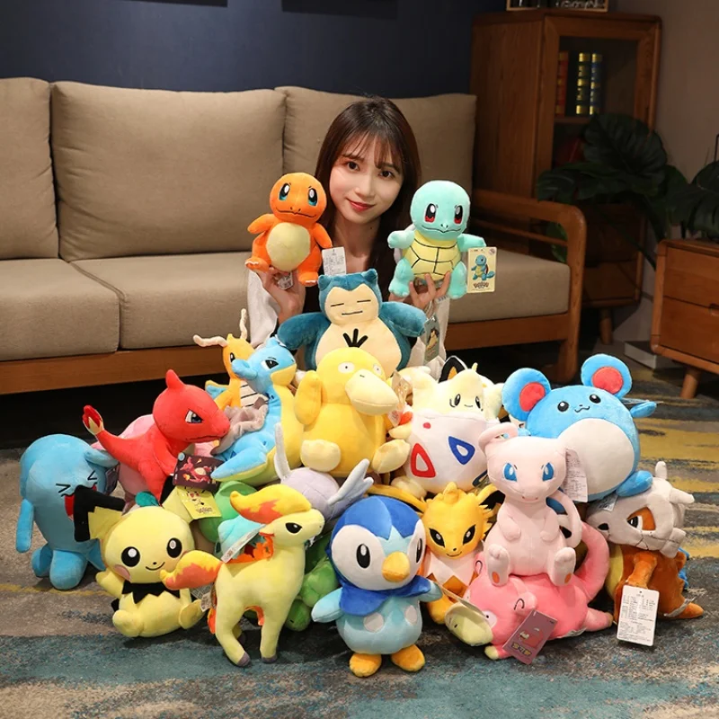 Original Pokemon Plush Pikachu Toy Snorlax Bulbasaur Gengar Psyduck Kyogre Eevee Charizard Charmander Stuffed Doll Toy Kid Gift