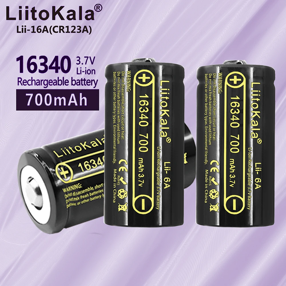 1-3 قطعة LiitoKala Lii-16A ليثيوم أيون 16340 بطارية CR123A قابلة للشحن بطاريات 3.7V CR123 ل قلم ليزر مصباح ليد جيب الخليوي