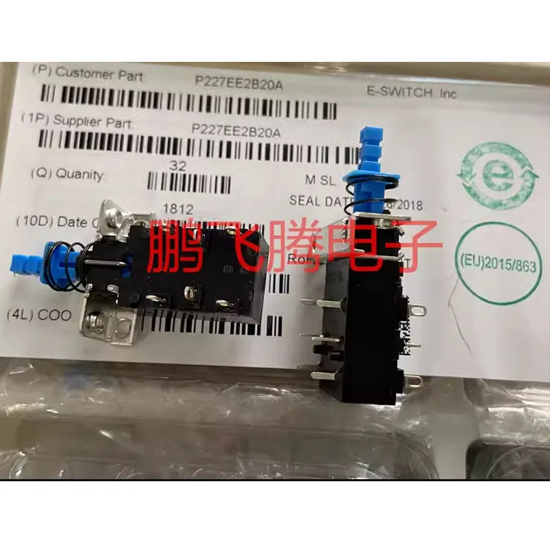 1 buah discharge US E-SWITCH p2p227 pelepasan daya berasal dari tombol kunci tombol 6-pin dengan kunci 7A125V