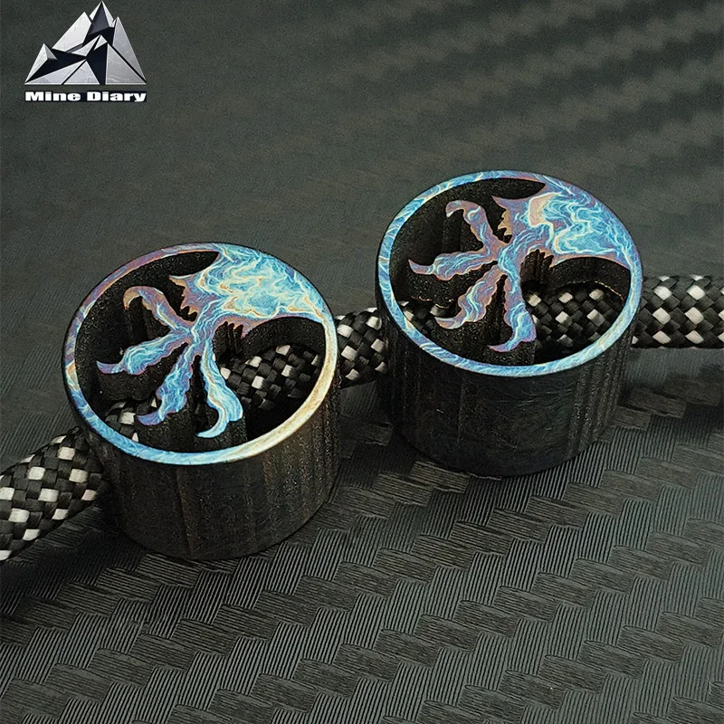 Eagle Claw Titanium Knife Pendant Rope Cord Pendants TC4 Heat Bluing Paracord Beads EDC Outdoor Tool Accessories