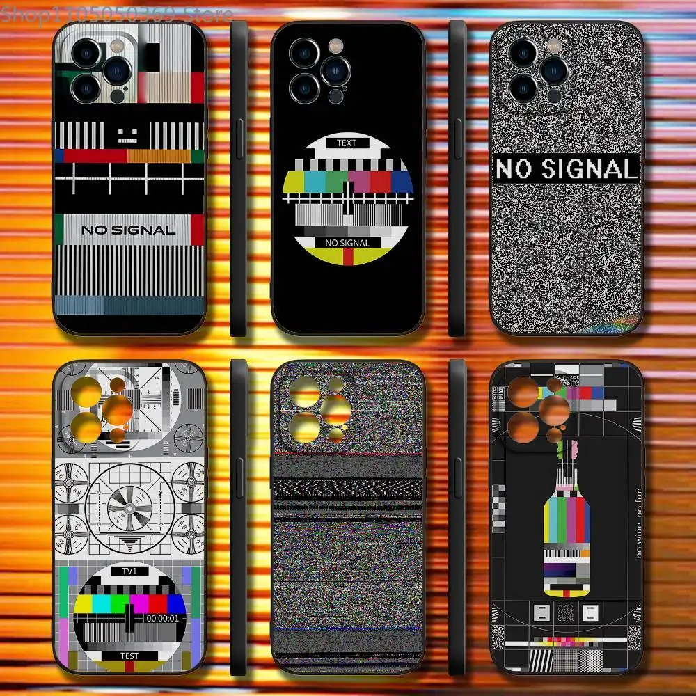 

No Signal TV Phone Case For iPhone 17,16,15,14,13,12,11,Pro,Max,Plus,X,XS,SE4,E,Mini,Soft Black Case