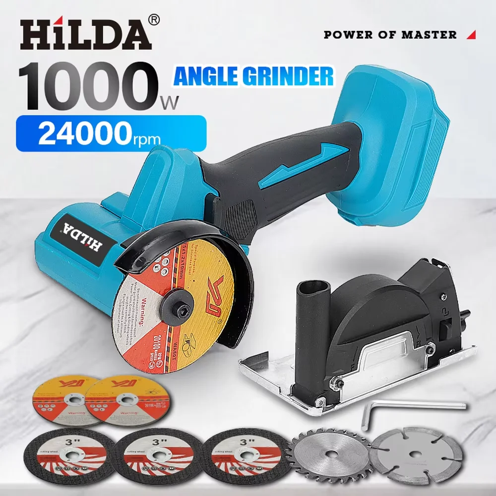 

HILDA Cordless Multifunctional Angle Grinder 3" Circular Saw and Polisher, Handheld Rechargeable Power Tool For Makita Battery