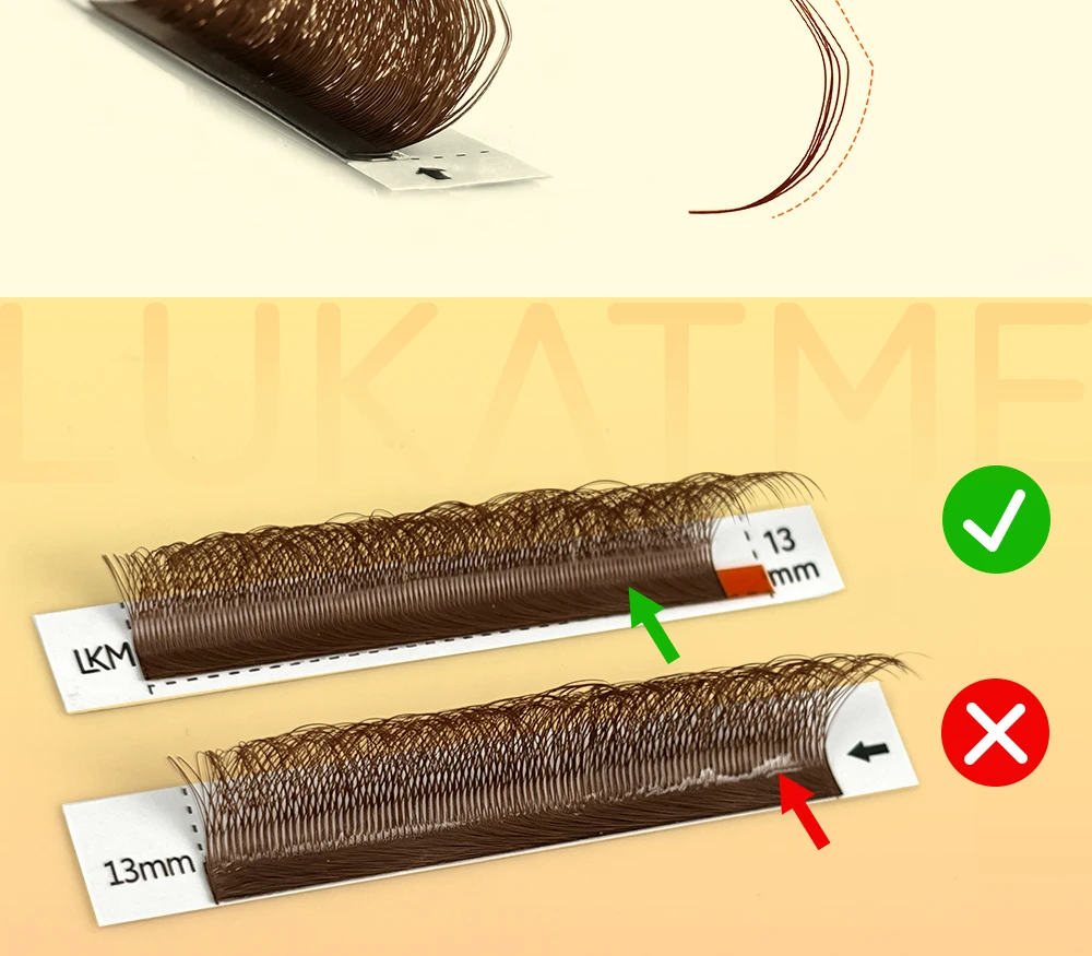 LUKATME 5D W-Form Braune Wimpernverlängerungen, Vorgefertigte Fächer, C/D/M-Kurve, Weiche Natürliche Volumen-Wimpern aus Kunstnerz 7-14mm für Verführerische Augen – Detail 7