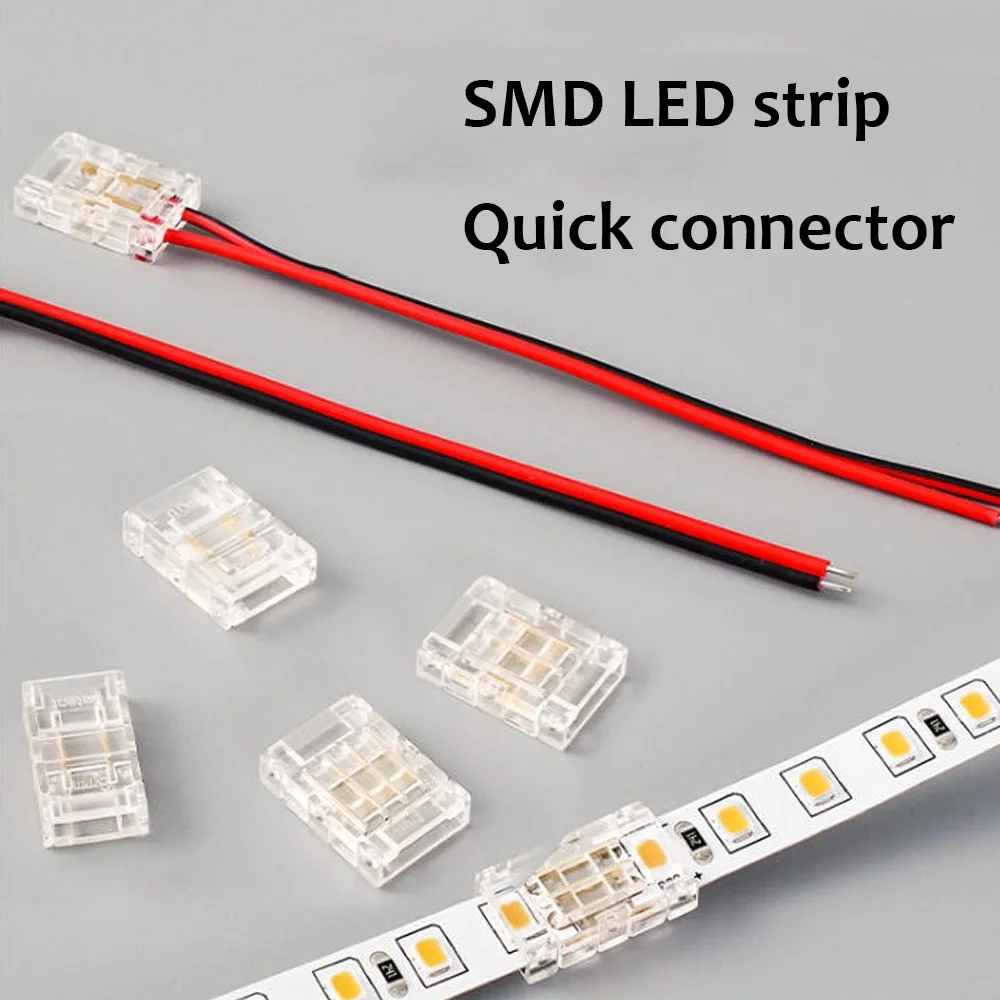 

SMD 5mm 8mm 10mm LED Wire Connectors Strip To Strip To Line Mini Buckle 2Pin Strips Quick Terminal Block No Dark Area Connector