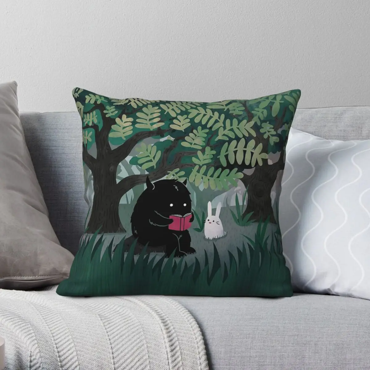 Quiet Spot Reading Square Pillowcase Polyester Linen Velvet Printed Zip Decor Throw Pillow Case Sofa Seater Cushion Cover 18