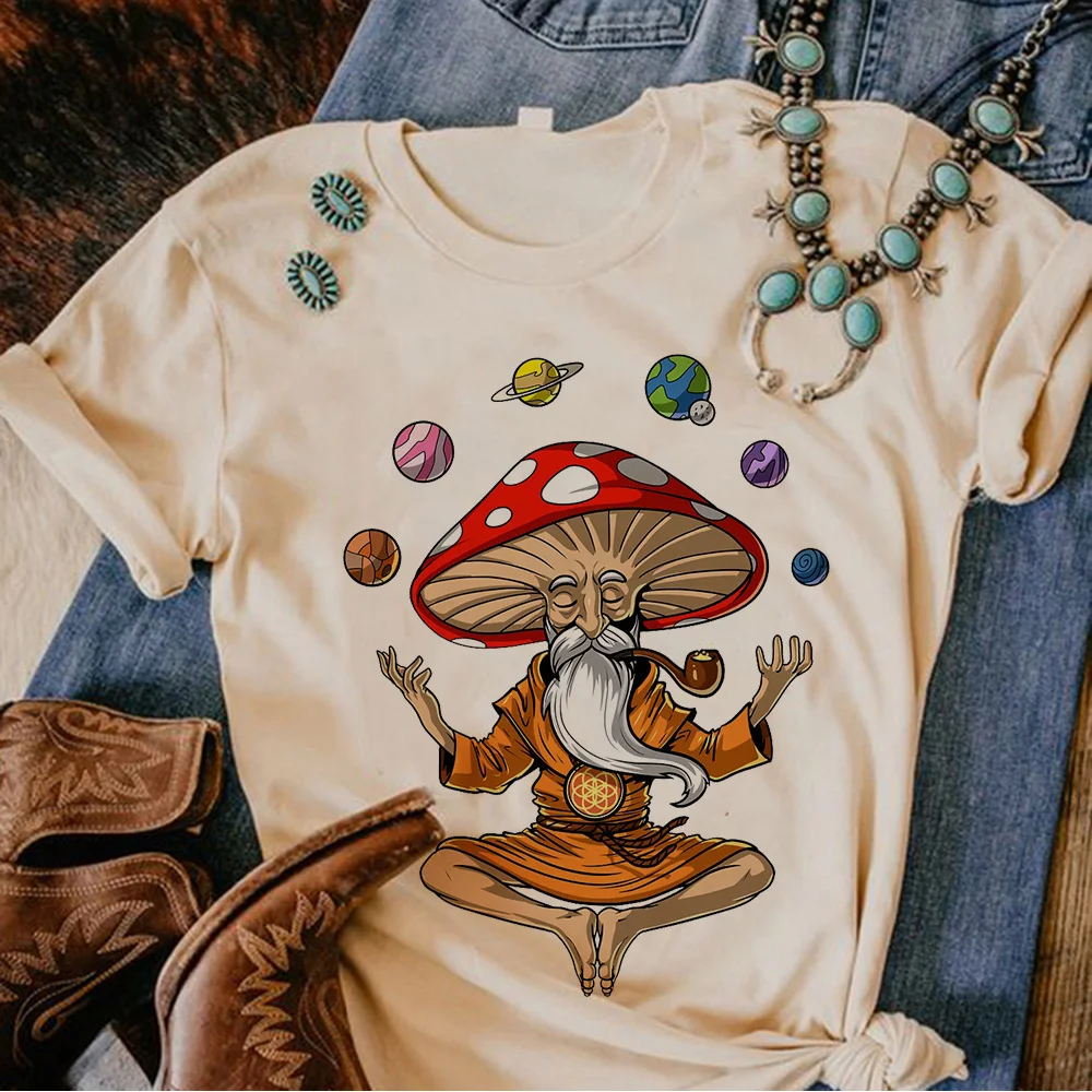 Magic Mushrooms Alien Psychedelic top women funny anime designer Tee female funny y2k Japanese clothes