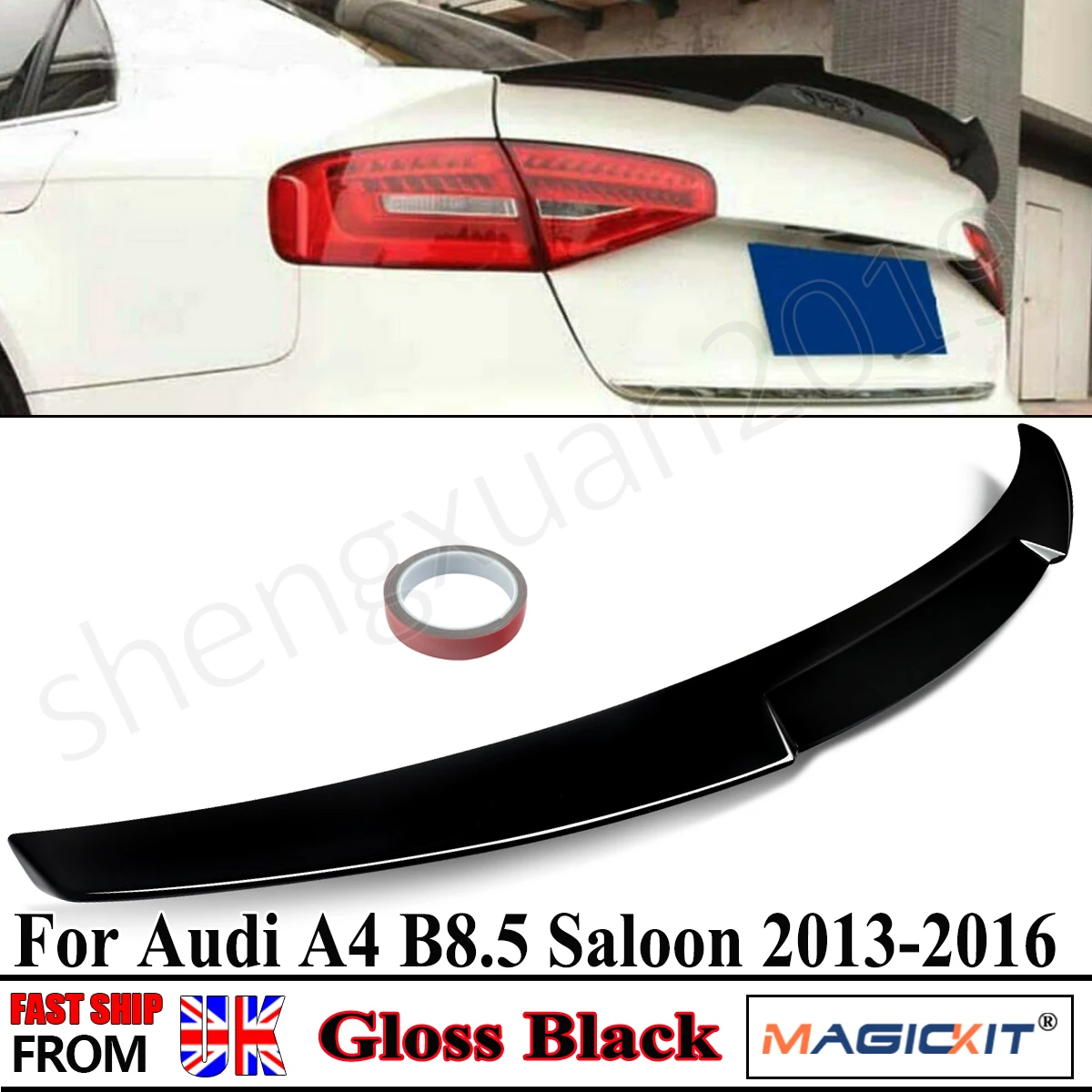 

FOR AUDI A4 GLOSS BLACK Spoiler B8 Saloon FACELIFT 2013 2014 2015 2016 M4 STYLE REAR BOOT SPOILER LIP Automotive Parts Trim