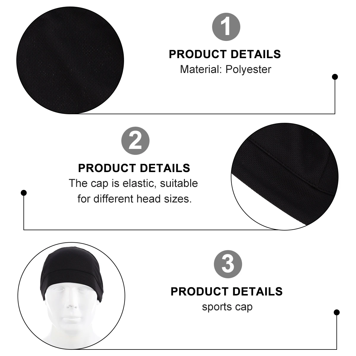 6Pcs Sports Hats Sun Protection Windproof Comfortable Wear Lining Running Cap Quick Dry Inner Cap Bike Liner