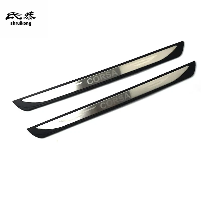 2PCS Plastic Stainless Steel Material For 2019-2022 OPEL CORSA Auto Door Sill Pedal Scuff Plate Decoration Cover Car Accessories