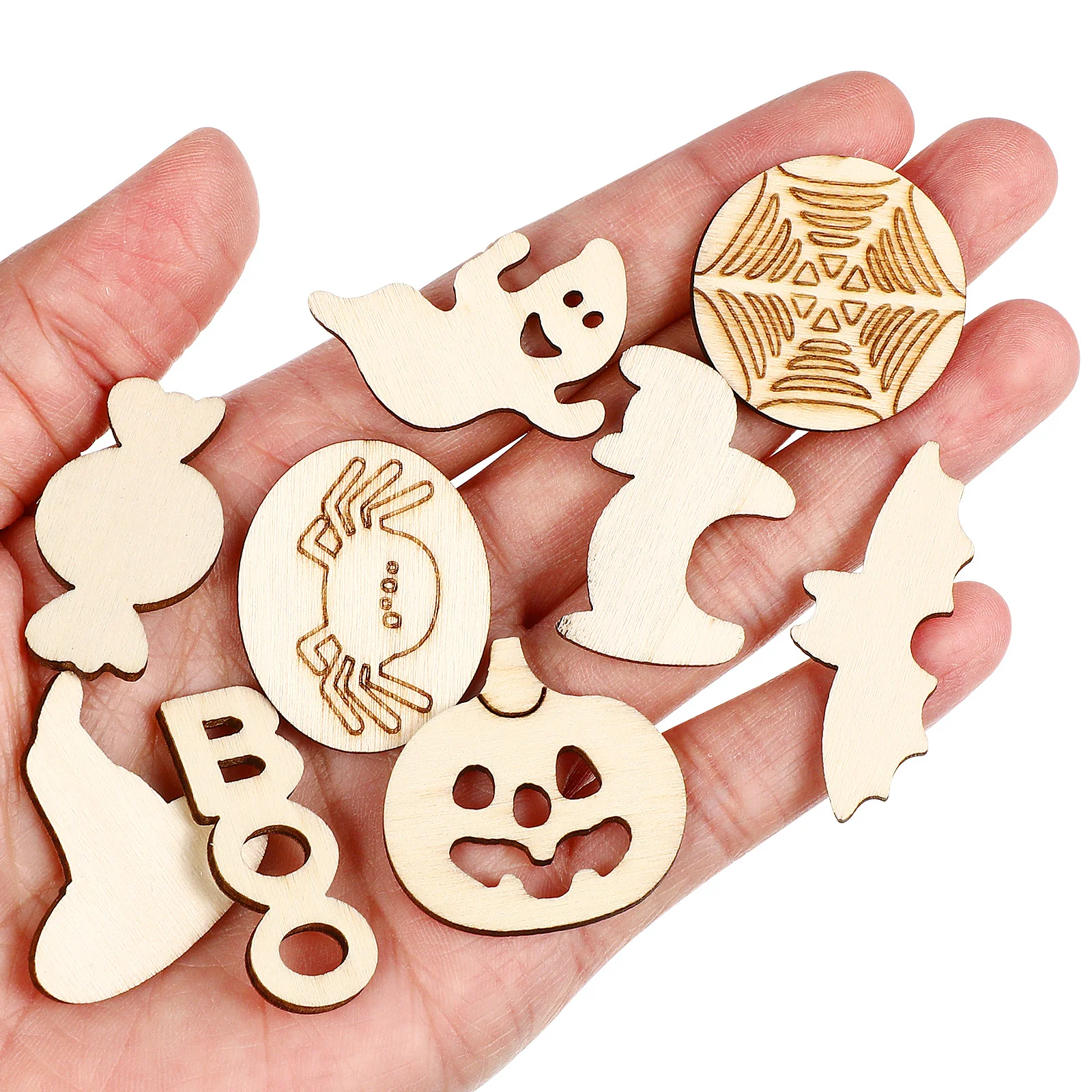 

72pcs Wooden Chips Decoration Box Halloween Craft Set For Diy Festive Party Home Decor Durable Handiworks Sewing Craft Supplies