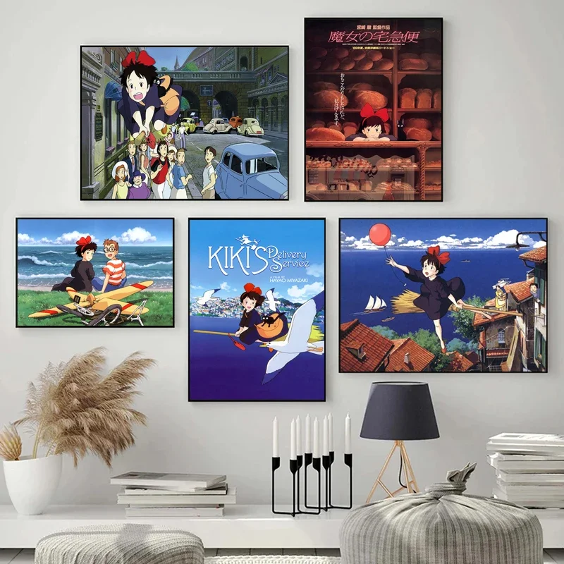 Japanese Anime Kiki Delivery Service Posters Print Canvas Painting Living Room Decoration Module Pictures Wall Art Home Decor