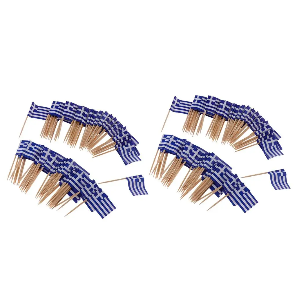 Toothpick Wood Toothpicks Decorative Party Picks Paper Flag Ornaments for Wedding Decoration Events