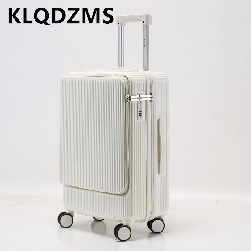 KLQDZMS 20"22"24"26 Zoll Multifunktionskoffer Frontöffnung Laptop Boarding Case USB Lade Trolley Reisegepäck