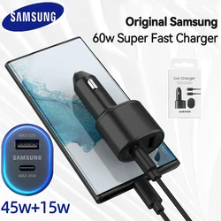 Ładowarka samochodowa Pd Samsung 60w 45w 25w 15w Super szybkie ładowanie 2.0 Dual Usb Galaxy S24 S23 Fe S22 Ultra S21 S20 Plus 5g S10 +