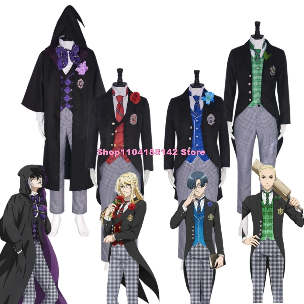 

Guregori Baioretto Black Butler 4 Cosplay Costume Boarding School Gregory Violet Uniform Suits Halloween Anime Clothing Full