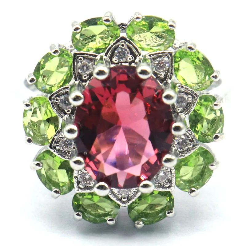 

Купите 5, получите 1 бесплатно 18x17 мм SheCrown розовый турмалин Лондонский синий топаз перидот CZ женские свадебные серебряные кольца