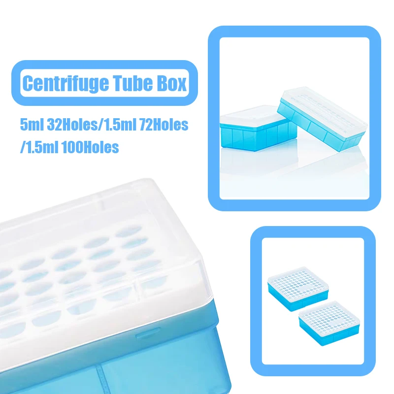 32/72/100Holes 1.5/5ML Positions entrifuge Tube Plastic Covered Ice Box  Holder Boxes Position Lab Centrifugal Sockets Tubes Box