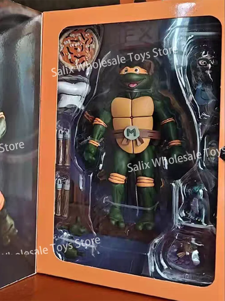 In Stock New NECA Leonardo Leads Turtles Figures Pizza Club Turtles Anime Action Figure Model Figurine Toys custom