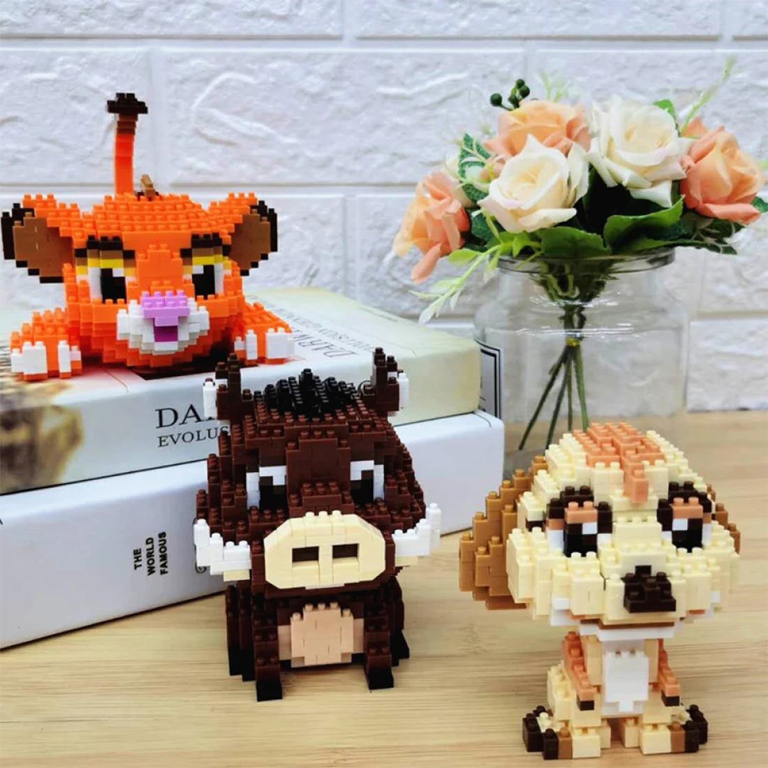 1856Pcs+ Cartoon Nano Blocks Lion Timon Pumbaa Figures Diamond 3D Model Micro Building Blocks for Adults Mini Bricks Mini Block